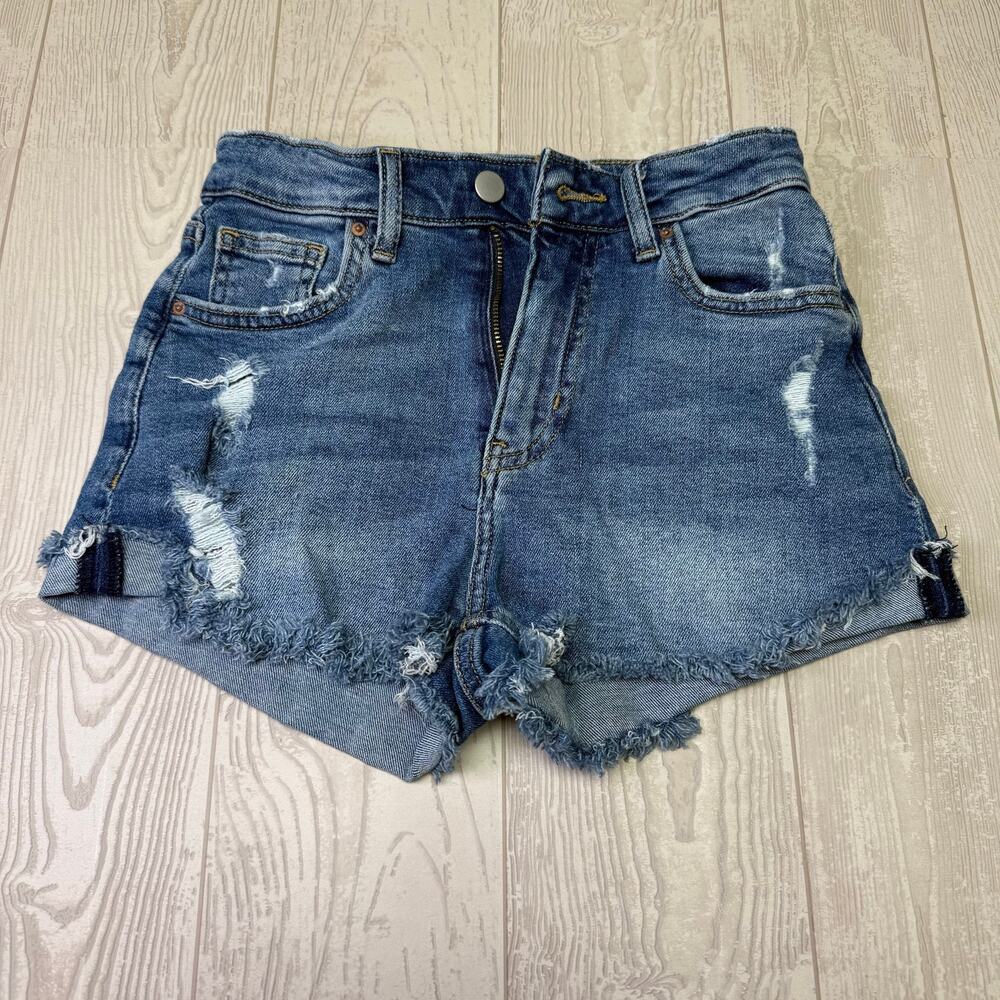 H&M Blue Jean Distressed Cut Off Dark Washed Shorts Size 2